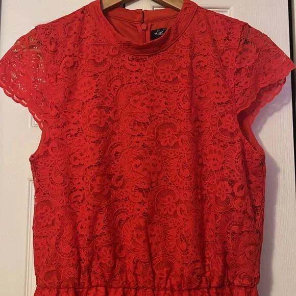 Love Reign Fire Red Lace Romper Large - Picture 2 of 5